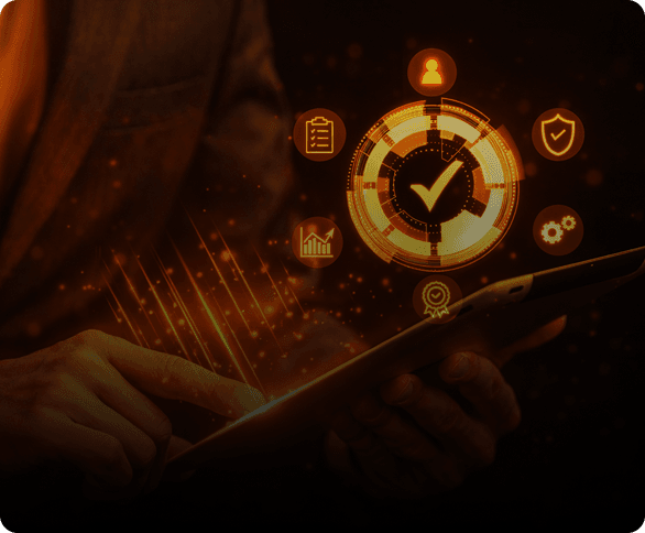 Orange robotic portrait for business process systems