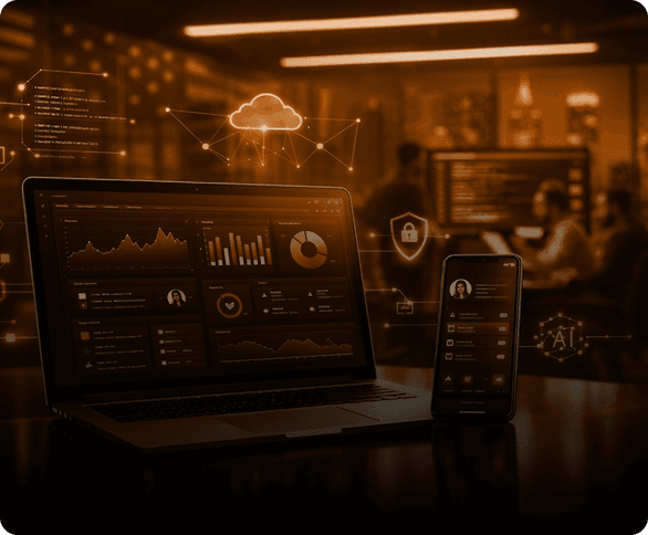 Orange robotic portrait for custom enterprise applications
