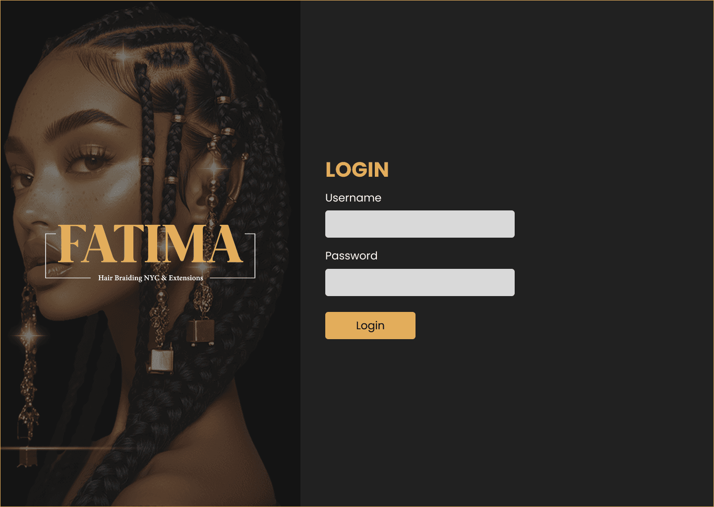 CRM Fatima Hair Braiding login screen