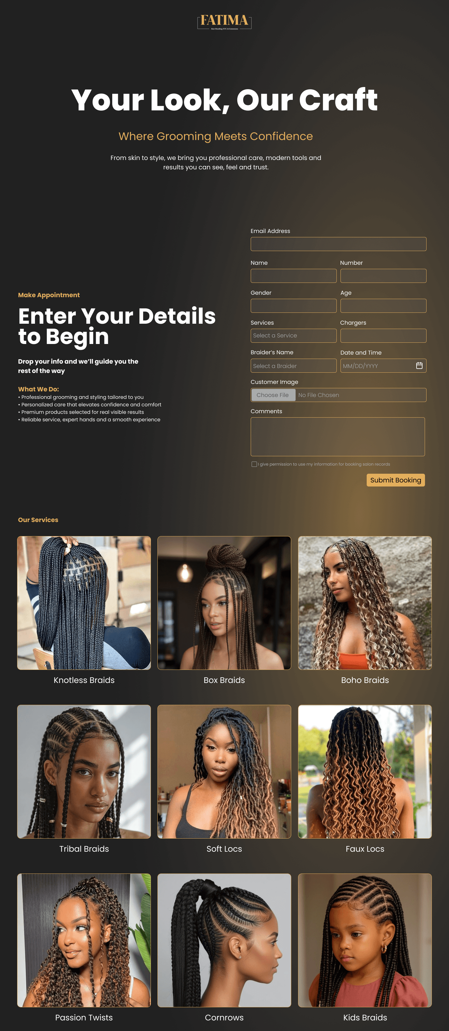 CRM Fatima Hair Braiding booking system