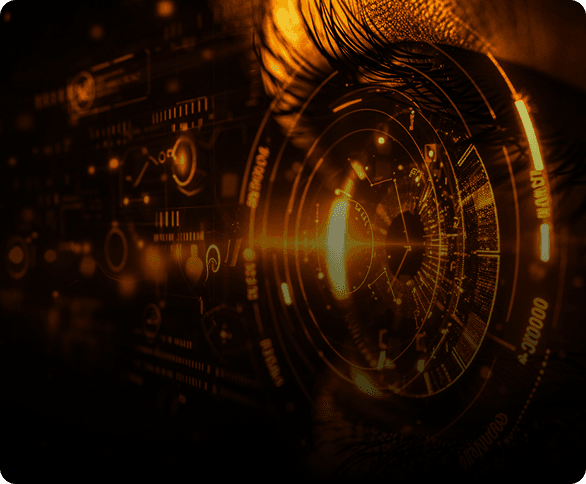 Orange robotic portrait for automation logic