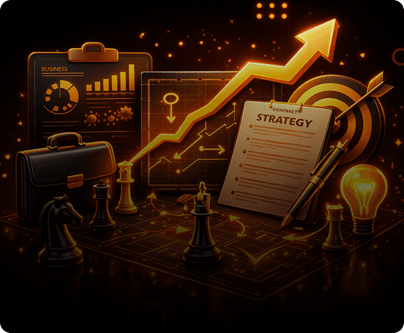 Orange robotic portrait for growth strategy planning
