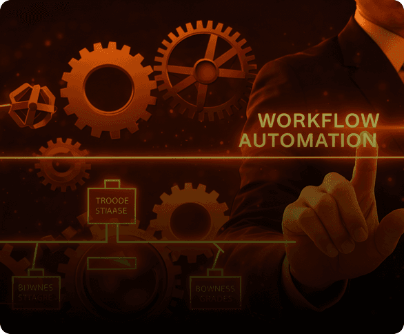 Orange robotic portrait for workflow systems and AI automations