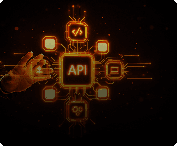 Orange robotic portrait for API development