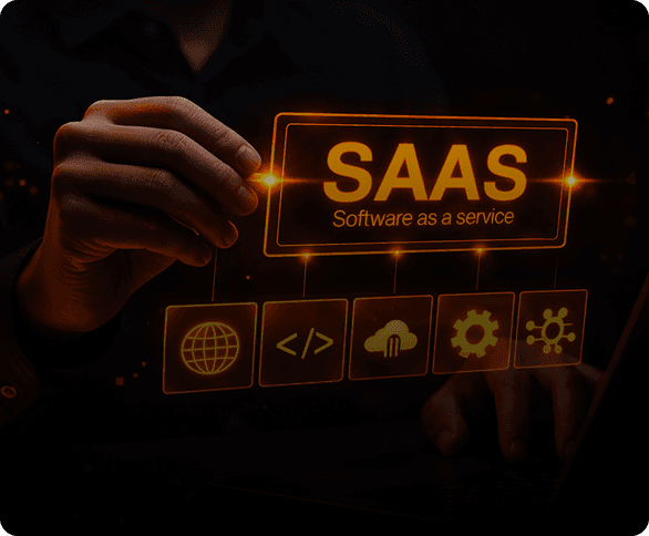 Orange robotic portrait for SaaS product development