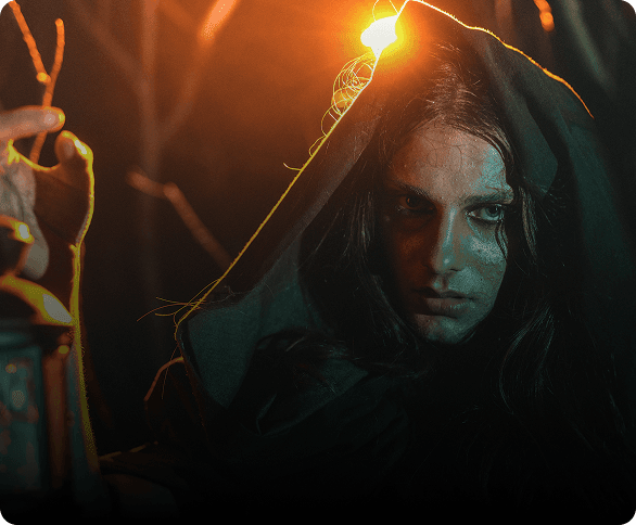 Orange robotic portrait for cinematic video effects