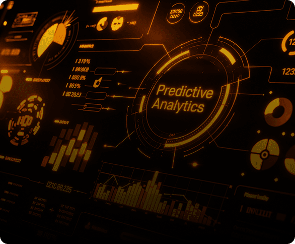 Orange robotic portrait for dashboard design