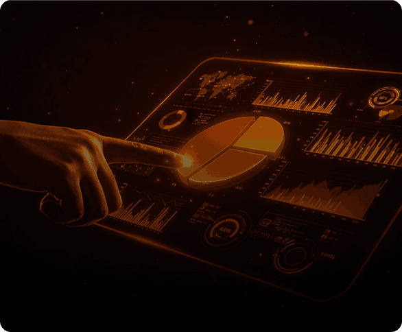 Orange robotic portrait for insight reporting