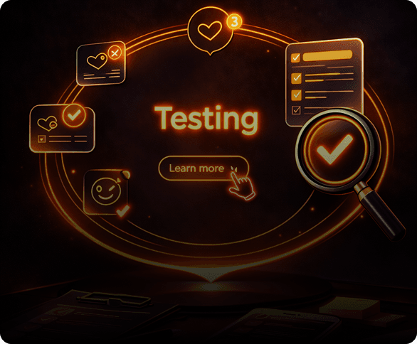 Orange robotic portrait for usability testing