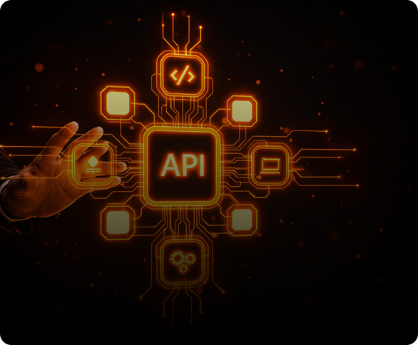Orange robotic portrait for API development