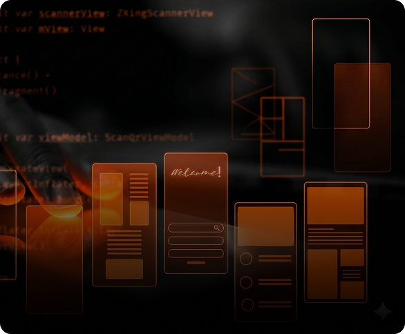 Orange robotic portrait for mobile app development