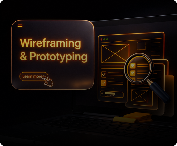 Orange robotic portrait for wireframing